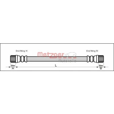 Imagem de METZGER 4111152 Mangueira de Travão 260 F10 x 1 CITROËN: Berlingo / First I Van, Xsara Hatchback, Picasso, PEUGEOT: Partner Van