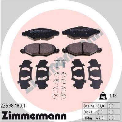 Imagem de ZIMMERMANN 23598.180.1 Jogo de pastilhas para travão disco com parafusos A imagem corresponde ao volume fornecimento, mola