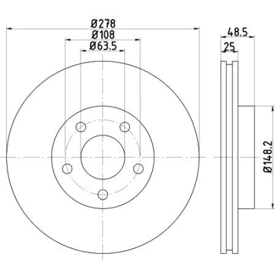 Imagem de HELLA PRO High Carbon 8DD 355 128 461 Disco de travão FORD: Focus 2, 2 Kombi, C Max, VOLVO: V50, C30, C70 Cabriolet