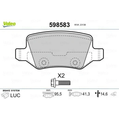 Imagem de VALEO 598583 Jogo de pastilhas para travão disco MERCEDES BENZ: Classe A, B, Vaneo