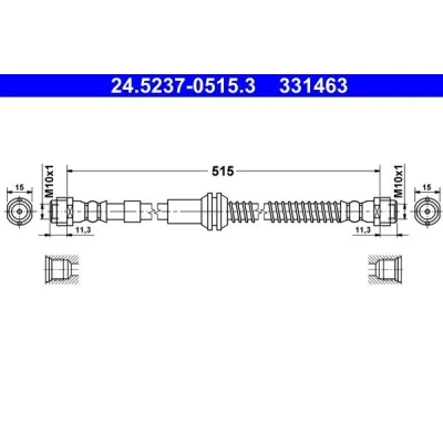 Imagem de ATE 24.5237 0515.3 Mangueira de Travão 515 PORSCHE: Cayenne, VOLKSWAGEN: Touareg I
