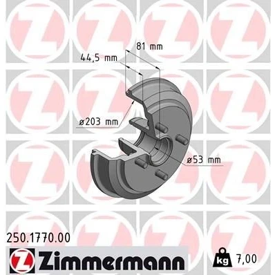 Imagem de ZIMMERMANN 250.1770.00 Tambor de Travão 243