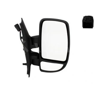 Imagem de espelho retrovisor Alkar 9226905 à direita preto elétrico aquecível, com grande angular, Braço do curto, convexo para veículo vola