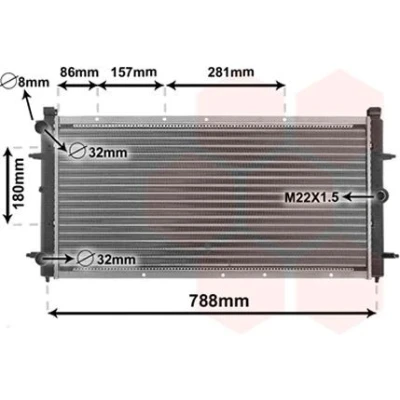 Imagem de VAN WEZEL 58002114 Radiador, arrefecimento do motor Alumínio 720 355 32 Aletas de refrigeração unidas mecanicamente VOLKSWAGEN: TRANSPORTER 4 Bus