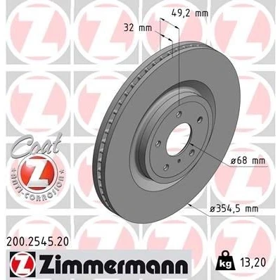 Imagem de ZIMMERMANN 200.2545.20 Disco de travão 355 32 6/5 5 114 interior ventilado revestido NISSAN: 370Z Coupe