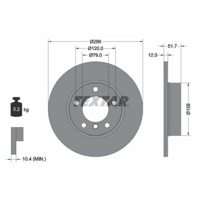 Imagem de TEXTAR PRO 92055503 Disco de travão 286 12 05/06 120 cheio revestido sem pernos fixação da roda, cubo roda BMW: 3 Sedan, Coupe, Touring