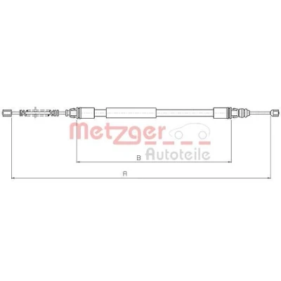 Imagem de METZGER 10.4712 Cabo de Freio Mão traseira esquerda, direita, esquerda 1443/1124 Travão tambor COFLE CITROËN: Saxo Hatchback