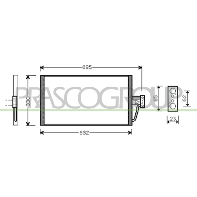 Imagem de PRASCO BM044C001 Condensador 15 13 Alumínio 590 BMW: 5 Sedan, 7
