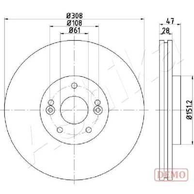 Imagem de ASHIKA Disco de travão RENAULT: LAGUNA 2 Grandtour, Eixo dianteiro 28mm 5 ventilado pintado 60 00 0713C 7701206831,8200019581,8671019278