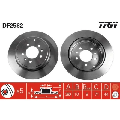 Imagem de TRW DF2582 Disco de travão 290 10 5 108 cheio pintado com parafusos