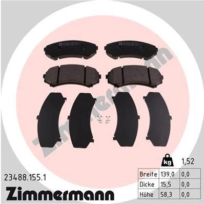 Imagem de ZIMMERMANN 23488.155.1 Jogo de pastilhas para travão disco com avisador sonoro desgaste A imagem corresponde ao volume fornecimento