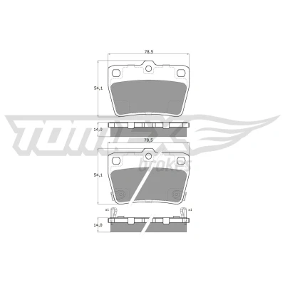 Imagem de TOMEX brakes TX 13 86 Jogo de pastilhas para travão disco Eixo traseiro com avisador sonoro desgaste TOYOTA: RAV4 II SUV, I SUV