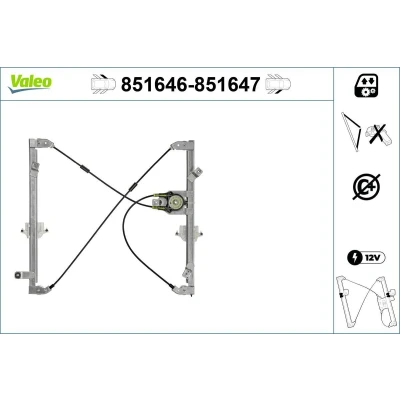 Imagem de Valeo Elevador de vidro à frente, lado esquerdo elétrico sem motor função conforto 851646 CITROËN: Berlingo / First I