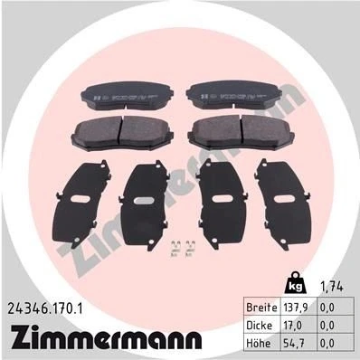 Imagem de ZIMMERMANN 24346.170.1 Jogo de pastilhas para travão disco com avisador sonoro desgaste A imagem corresponde ao volume fornecimento