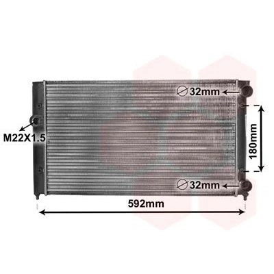 Imagem de VAN WEZEL 58002099 Radiador, arrefecimento do motor Alumínio 525 322 34 Aletas de refrigeração unidas mecanicamente VOLKSWAGEN: GOLF 3, Vento