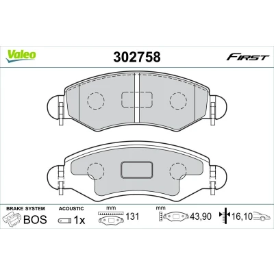 Imagem de VALEO 302758 Jogo de pastilhas para travão disco Eixo dianteiro incl. contacto aviso desgaste com chapa anti ruído