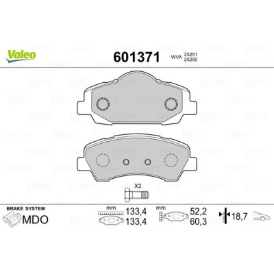 Imagem de VALEO Jogo de pastilhas para travão disco Eixo dianteiro excl. contacto aviso desgaste com parafusos, chapa anti ruído guias 601371