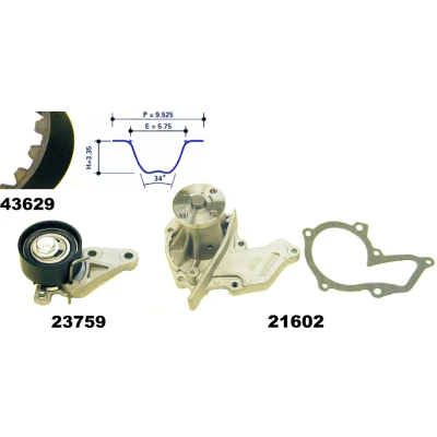 Imagem de MAPCO 41629 Bomba de Água + Kit Correia Distribuição 22mm FORD: Focus 2 Kombi, Mk1 Carrinha, FIESTA 5, VOLVO: V50, S40 II