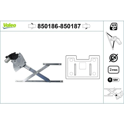 Imagem de Valeo Elevador de vidro à frente, lado esquerdo elétrico com motor sem função conforto 850186 HONDA: CIVIC 6 Coupe, Stufenheck