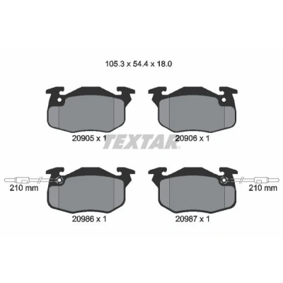 Imagem de TEXTAR 2090506 Jogo de pastilhas para travão disco com contacto avisador desgaste integrado PEUGEOT: 106 II Hatchback, I Hatchback