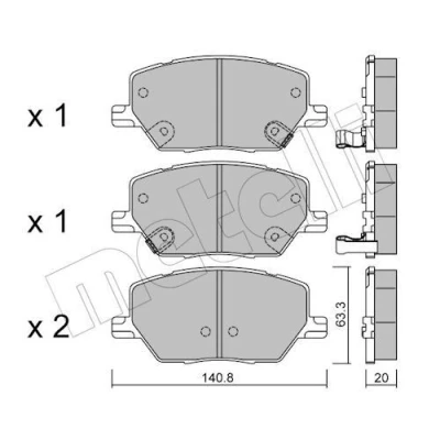 Imagem de METELLI 22 1001 0 Jogo de pastilhas para travão disco com avisador sonoro desgaste JEEP: Compass, Renegade SUV, FIAT: 500X