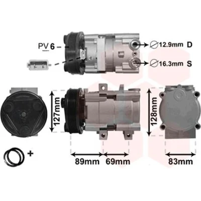 Imagem de VAN WEZEL *** IR PLUS 1800K322 Compressor 12 PAG 46 R 134a com acessórios FORD: MONDEO 3, 3 Stufenheck, Kombi