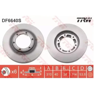 Imagem de TRW DF6640S Disco de travão 310 40 6 140 ventilado pintado alto carbono