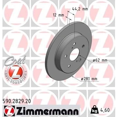 Imagem de ZIMMERMANN COAT Z 590.2829.20 Disco de travão 281 12 7/5 5 114 cheio revestido TOYOTA: C HR