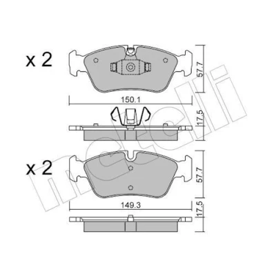 Imagem de METELLI 22 0640 0 Jogo de pastilhas para travão disco preparado indicador aviso desgaste BMW: 1 Hatchback, 3 Sedan, Hatchback