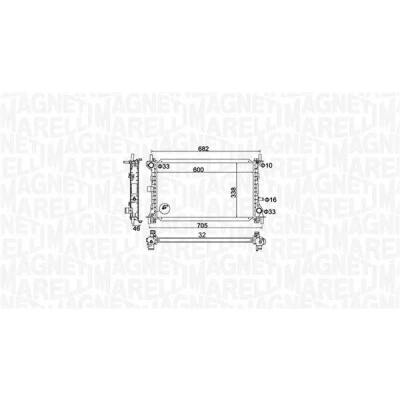 Imagem de MAGNETI MARELLI 350213159900 Radiador, arrefecimento do motor 600 338 32 Aletas de refrigeração unidas mecanicamente FORD: Focus Mk1 Carrinha
