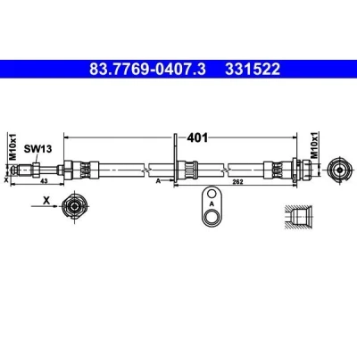 Imagem de ATE 83.7769 0407.3 Mangueira de Travão 401 M10x1