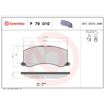 Imagem de BREMBO P 79 010 Jogo de pastilhas para travão disco com avisador sonoro desgaste sem acessórios SUZUKI: Baleno I Carrinha