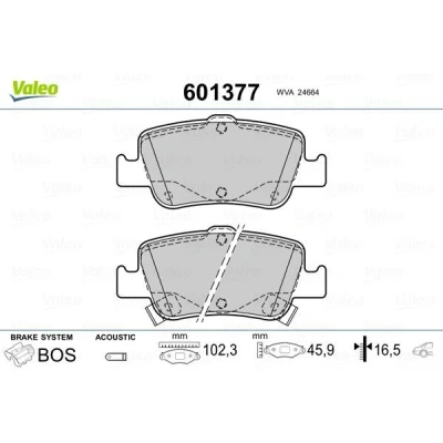 Imagem de VALEO 601377 Jogo de pastilhas para travão disco Eixo traseiro incl. contacto aviso desgaste com chapa anti ruído TOYOTA: Auris Hatchback