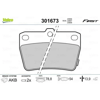Imagem de VALEO 301673 Jogo de pastilhas para travão disco FIRST Eixo traseiro incl. contacto aviso desgaste sem chapa anti ruído TOYOTA: RAV4 II SUV