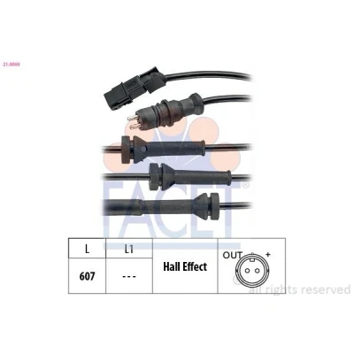 Imagem de FACET 21.0069 Sensor de ABS Made in Italy OE Equivalent 607mm RENAULT: LAGUNA 2, ESPACE 4