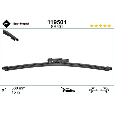 Imagem de Limpa para brisas SWF 119501, Visioflex dimensão 380mm, Traseira, 1 Peça