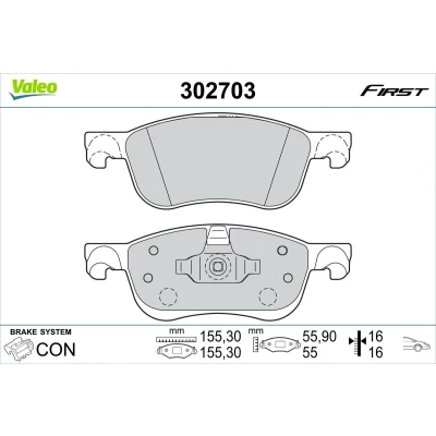 Imagem de VALEO 302703 Jogo de pastilhas para travão disco Eixo dianteiro excl. contacto aviso desgaste com chapa anti ruído FORD: FIESTA 7