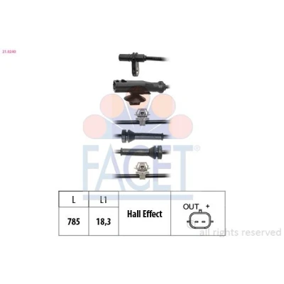 Imagem de FACET 21.0240 Sensor de ABS 785mm