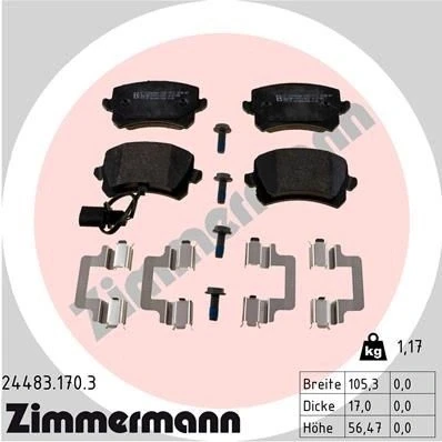 Imagem de ZIMMERMANN 24483.170.3 Jogo de pastilhas para travão disco AUDI: Q3