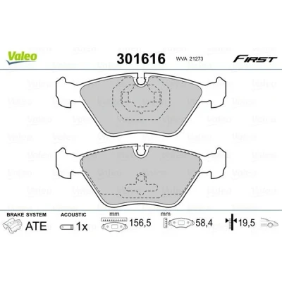 Imagem de VALEO 301616 Jogo de pastilhas para travão disco FIRST Eixo dianteiro incl. contacto aviso desgaste sem chapa anti ruído VOLVO: 850 Carrinha