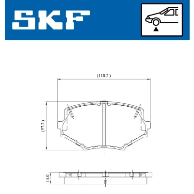 Imagem de SKF VKBP 80564 A Jogo de pastilhas para travão disco com avisador sonoro desgaste