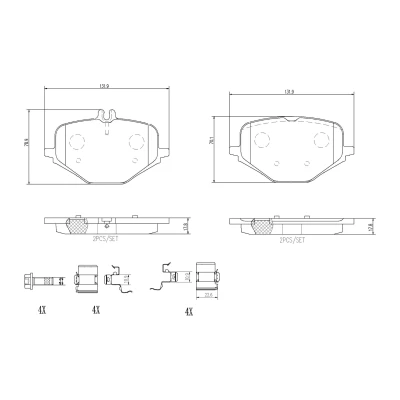 Imagem de BREMBO P 65 052 Jogo de pastilhas para travão disco preparado indicador aviso desgaste com chapa anti ruído sem acessórios
