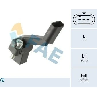 Imagem de FAE 79521 Gerador de Impulsos 3pólos Sensor Hall sem cabo VOLKSWAGEN: Golf 7, Scirocco III, AUDI: A4 B8 Sedan