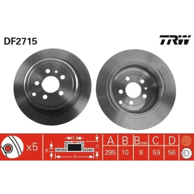 Imagem de TRW DF2715 Disco de travão 295 10 5 98 cheio pintado