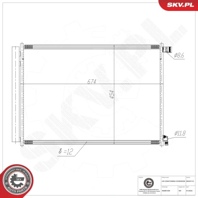 Imagem de ESEN SKV 86SKV116 Condensador com secador Alumínio 674mm MERCEDES BENZ: Classe C T modell, Vito Tourer