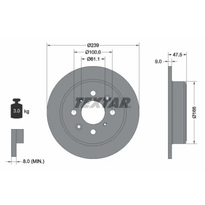 Imagem de TEXTAR PRO 92077903 Disco de travão 239 9 04/08 100 cheio revestido sem pernos fixação da roda, cubo roda HONDA: CIVIC 6 Stufenheck