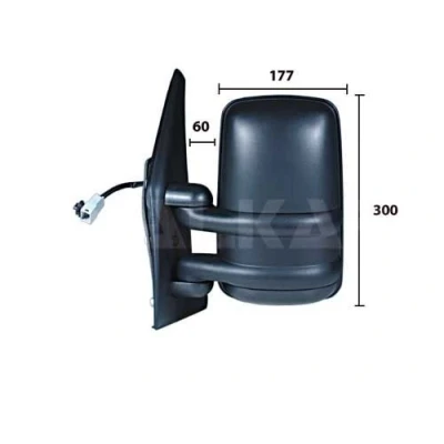Imagem de espelho retrovisor Alkar 9225902 esquerda elétrico aquecível, com grande angular, Braço do curto, convexo para veículo volante à e