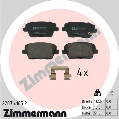 Imagem de ZIMMERMANN 22876.165.2 Jogo de pastilhas para travão disco HYUNDAI: Kauai / Kona SUV
