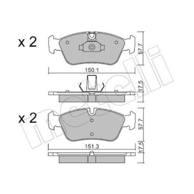 Imagem de METELLI 22 0260 0 Jogo de pastilhas para travão disco preparado indicador aviso desgaste BMW: 3 Sedan, Touring, Coupe