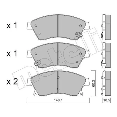 Imagem de METELLI 22 0838 0 Jogo de pastilhas para travão disco com avisador sonoro desgaste OPEL: Astra J Sports Tourer, Hatchback, GTC